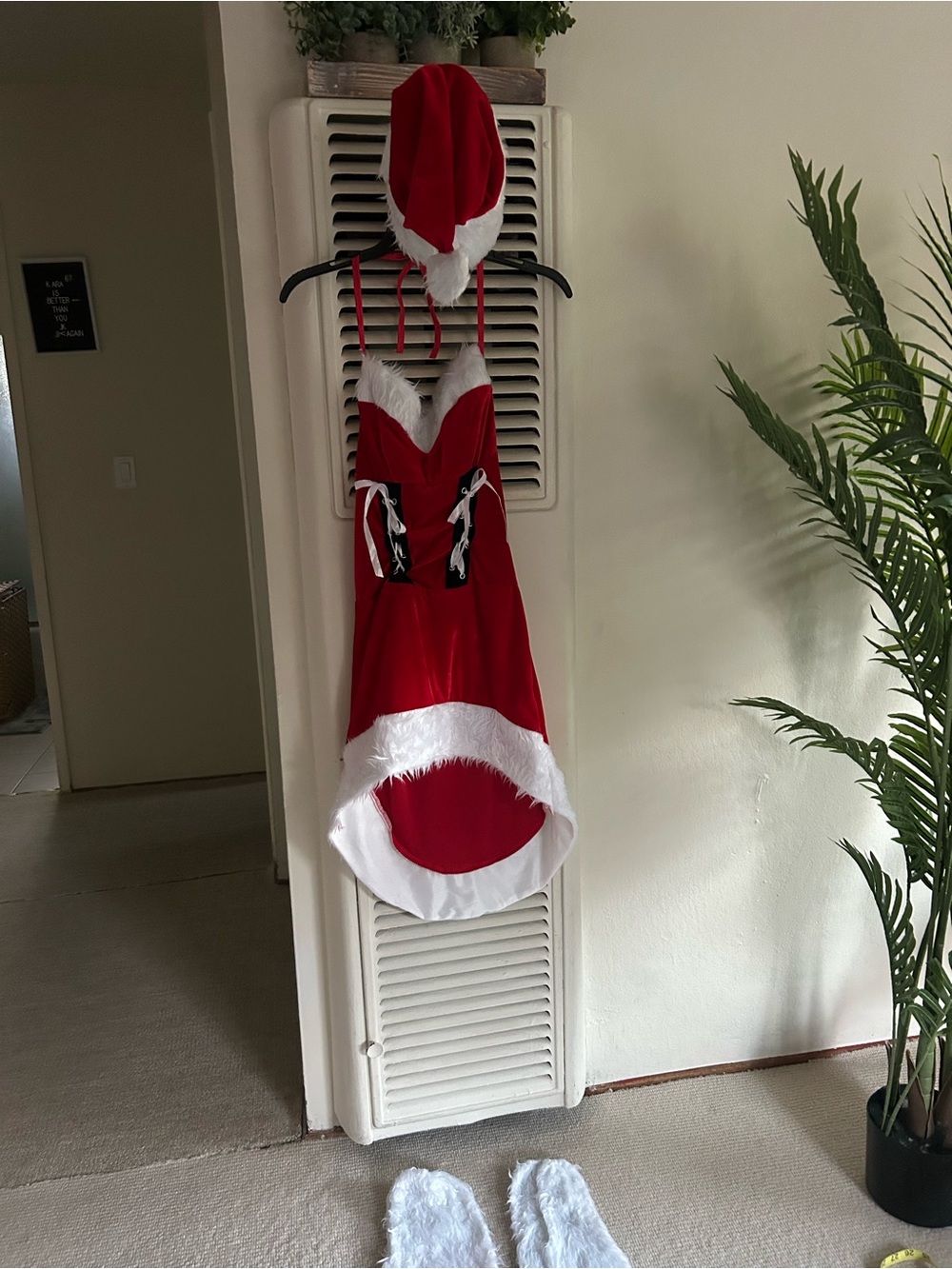 Red Santa-Inspired women Costume Dress with Hat size s/m